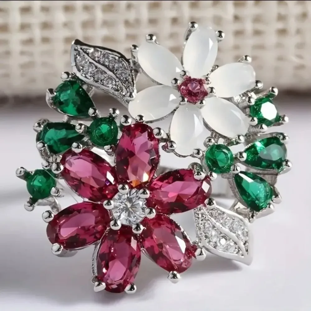 Bohemian floral ring sz 6